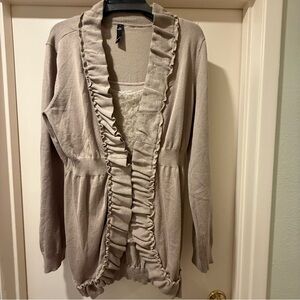 Ruffled Beige Cardigan Sweater & matching Tank set